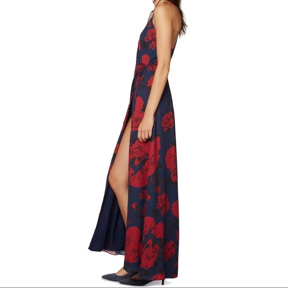 Tainted Roses Floral Wrap Front Slit Maxi Dress - Picture 2 of 5